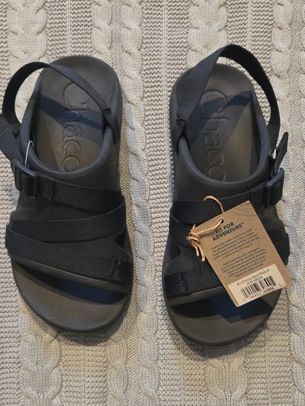 Chaco Men's Navy Blue Chillos Sport‎ Sandals Arch Support Size 8 NEW With Tags